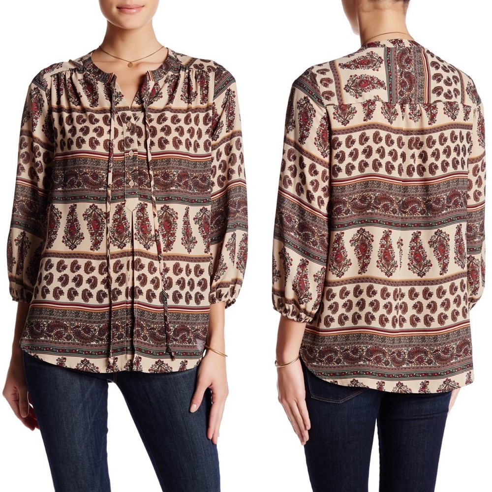 Pleione Paisley Print‎ Peasant Blouse